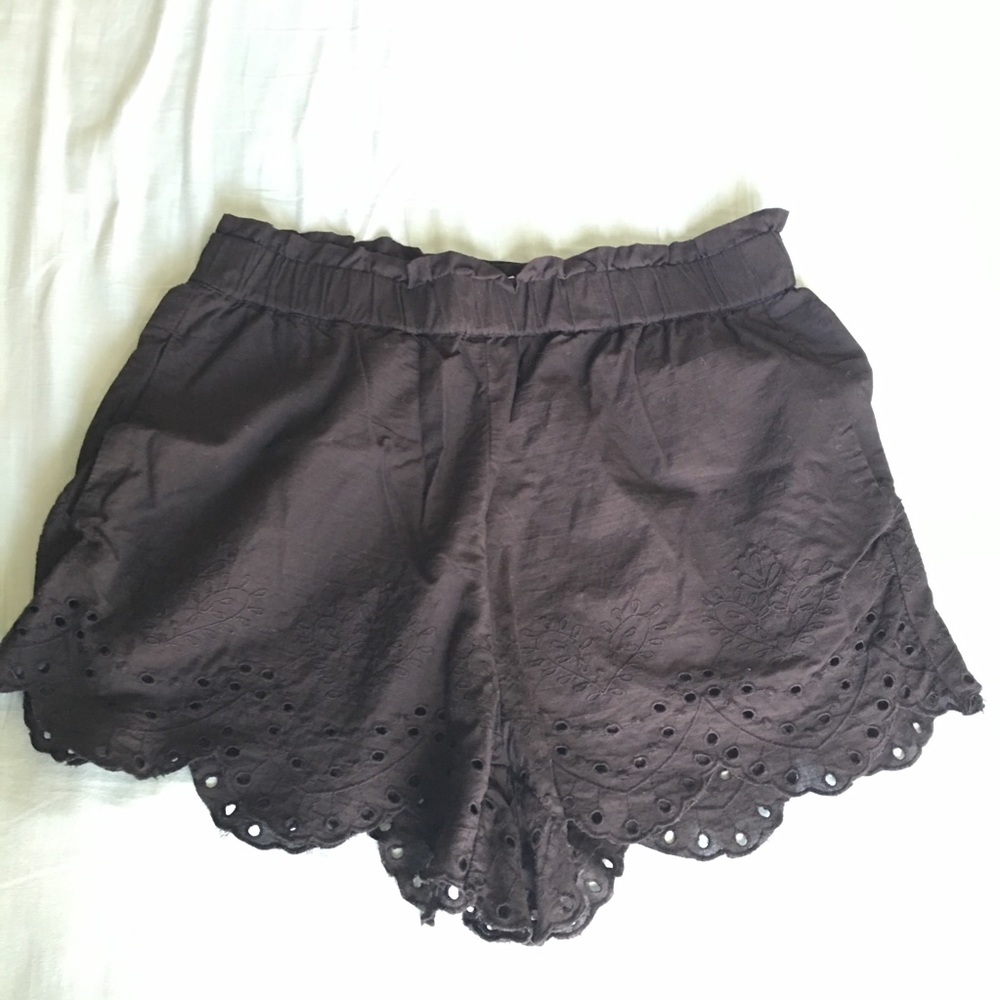 Black embroidery detail shorts
